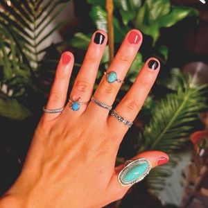 6 BRAND NEW Turquoise Ring Set